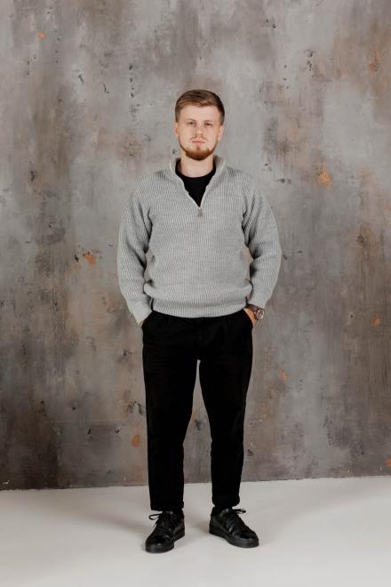 Чоловічий светр на блискавці сірий