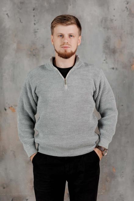 Чоловічий светр на блискавці сірий