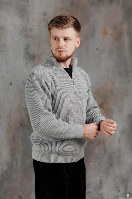Чоловічий светр на блискавці сірий