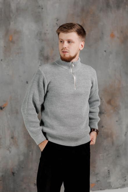 Чоловічий светр на блискавці сірий