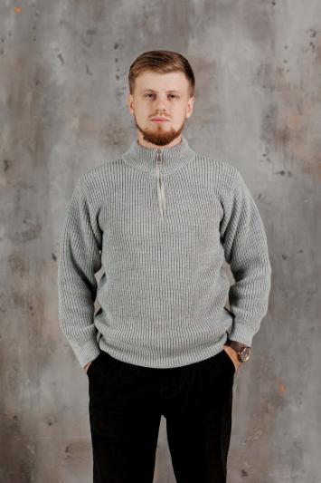 Чоловічий светр на блискавці сірий