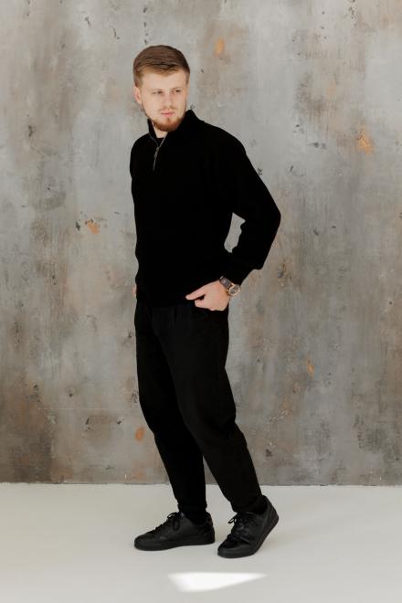 Чоловічий светр на блискавці чорний