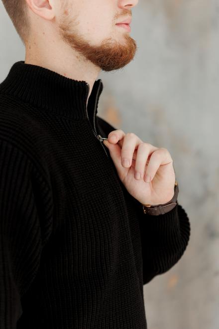 Чоловічий светр на блискавці чорний