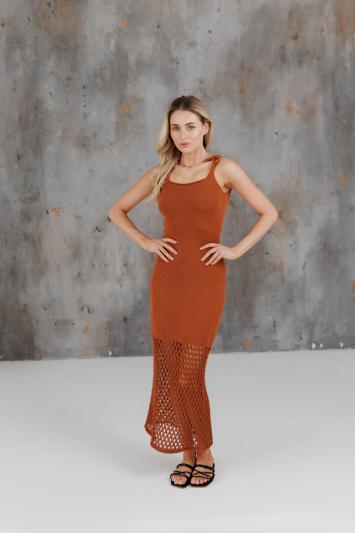 Жіноча в'язана сукня Жюстин бурштинова