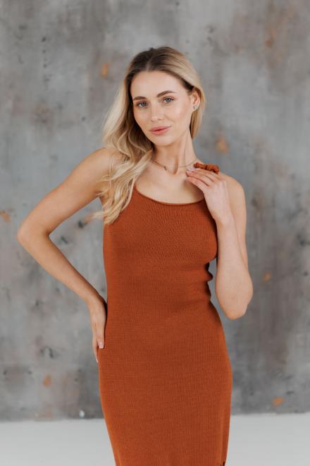Жіноча в'язана сукня Жюстин бурштинова