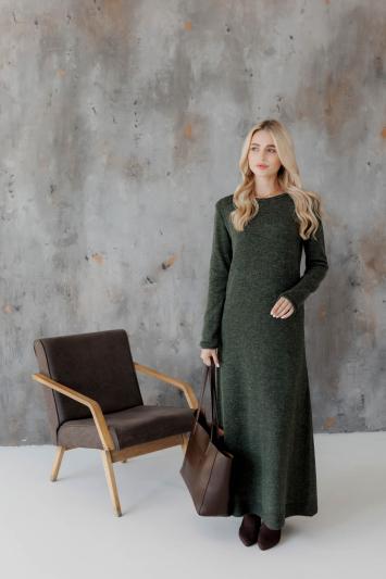 В'язана сукня максі темно-зелена Ніколь