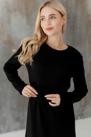 Декоративна прикраса в'язана Квітка чорна