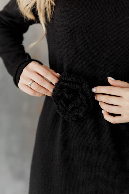 Декоративна прикраса в'язана Квітка чорна