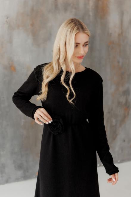 Декоративна прикраса в'язана Квітка чорна