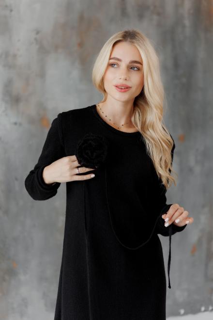 Декоративна прикраса в'язана Квітка чорна