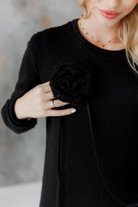 Декоративна прикраса в'язана Квітка чорна