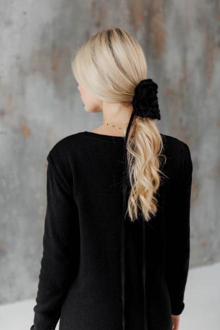 Декоративна прикраса в'язана Квітка чорна