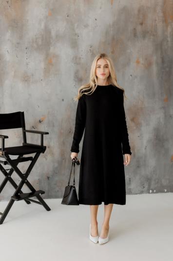 Сукня міді в'язана чорна Ніколь