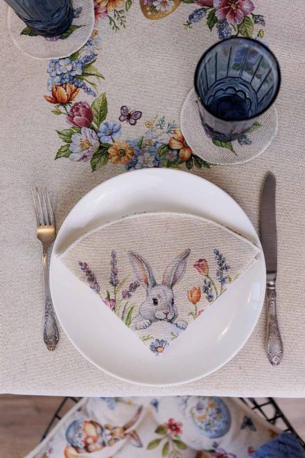 Кругла Великодня серветка на стіл Суцвіття