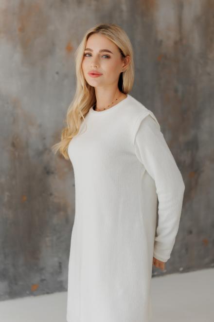 Сукня міні в'язана молочна Ніколь