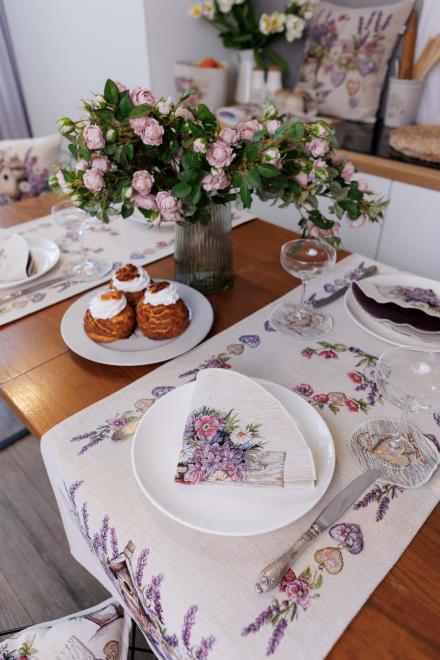 Гобеленова доріжка на стіл Лавандовий садочок