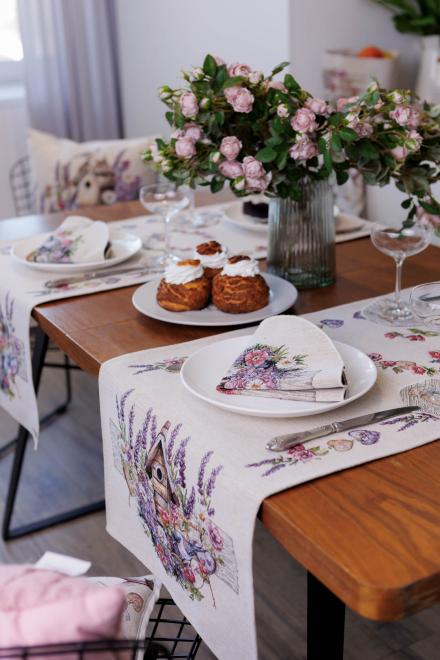 Гобеленова доріжка на стіл Лавандовий садочок
