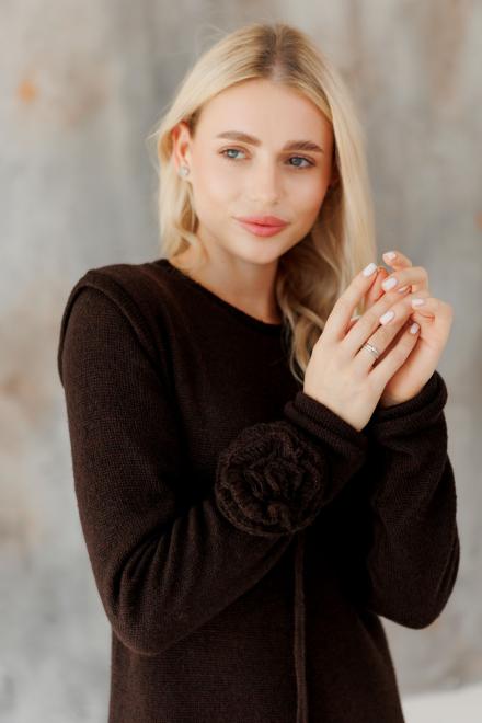 Жіноче в'язане плаття міні Ніколь шоколадне