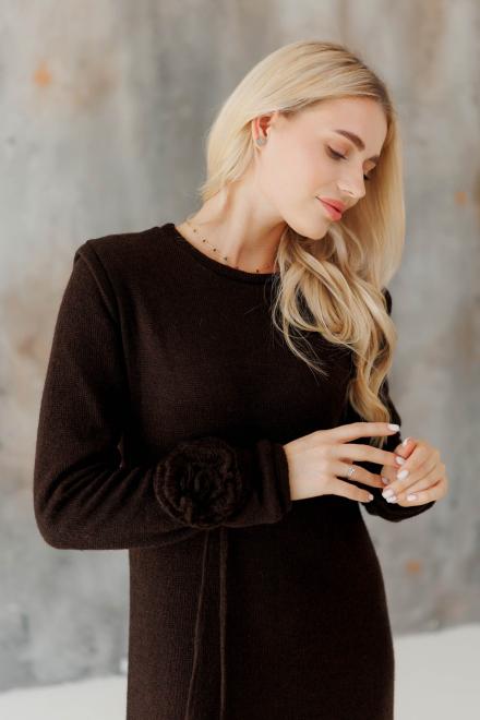 Жіноче в'язане плаття міні Ніколь шоколадне