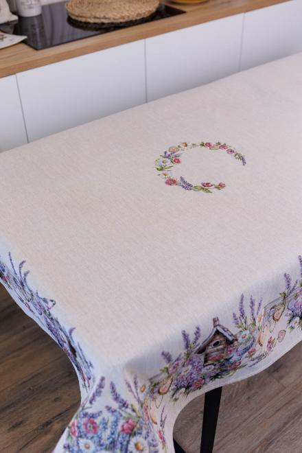 Гобеленова скатертина на стіл Лавандовий садочок