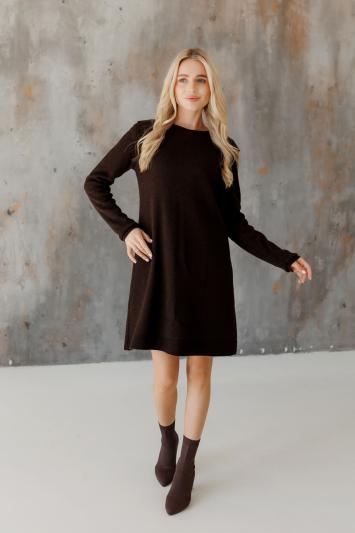 Жіноче в'язане плаття міні Ніколь шоколадне