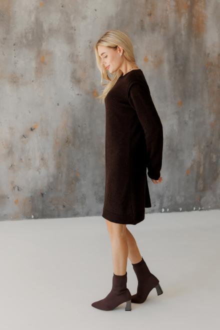 Жіноче в'язане плаття міні Ніколь шоколадне