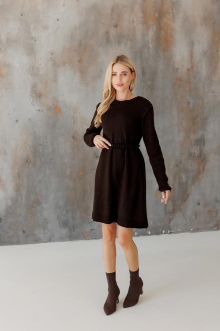 Жіноче в'язане плаття міні Ніколь шоколадне