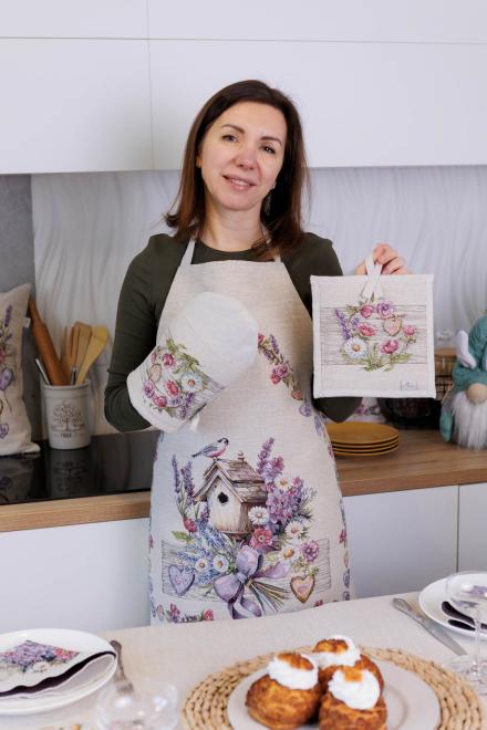 Кухонна гобеленова прихватка Лавандовий садочок