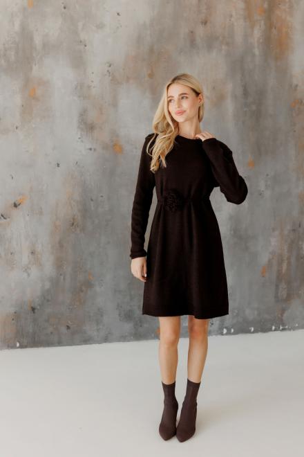 Жіноче в'язане плаття міні Ніколь шоколадне
