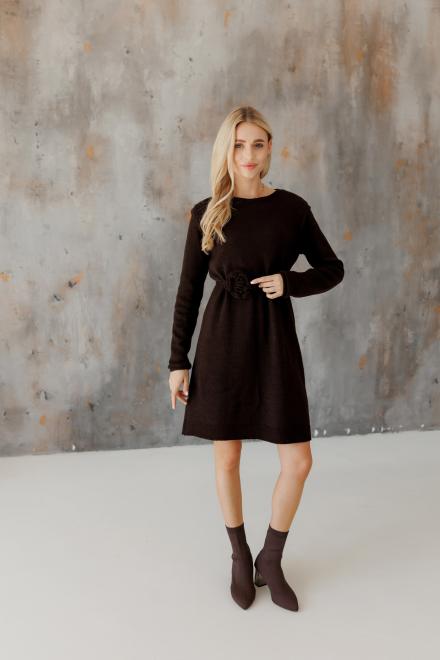 Жіноче в'язане плаття міні Ніколь шоколадне