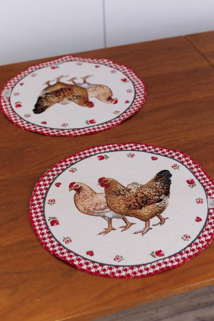 Кругла гобеленова серветка на стіл Добробут