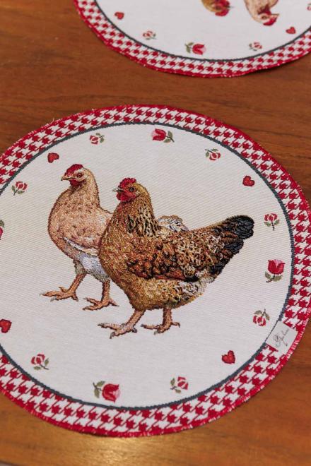 Кругла гобеленова серветка на стіл Добробут