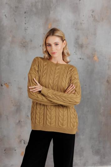 Вязаный женский джемпер Ассоль карамель
