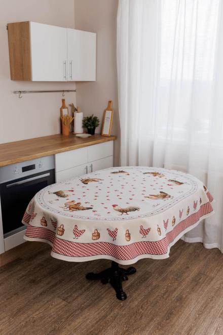 Овальна гобеленова скатертина на стіл Добробут