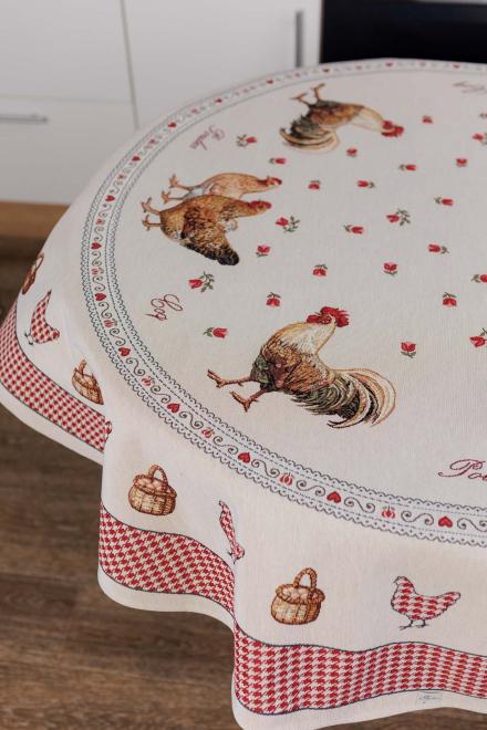 Кругла гобеленова скатертина на стіл Добробут