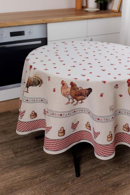 Кругла гобеленова скатертина на стіл Добробут