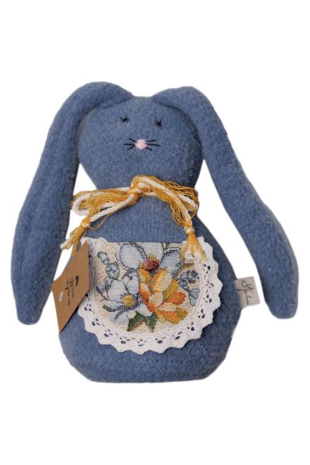 Інтер'єрний стопер Зайка пухнастий волошковий