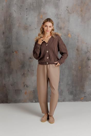 Кардиган женский ажурный шоколад Кардиган женский ажурный шоколад