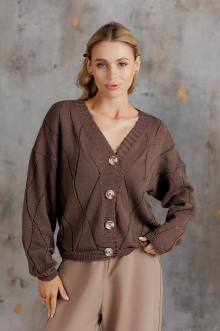 Кардиган женский ажурный шоколад