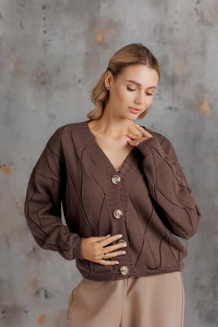 Кардиган женский ажурный шоколад
