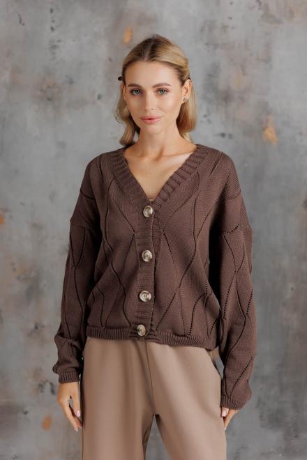 Кардиган женский ажурный шоколад