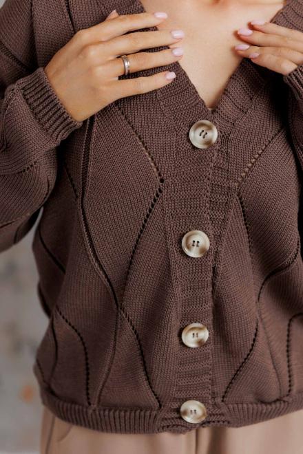 Кардиган женский ажурный шоколад