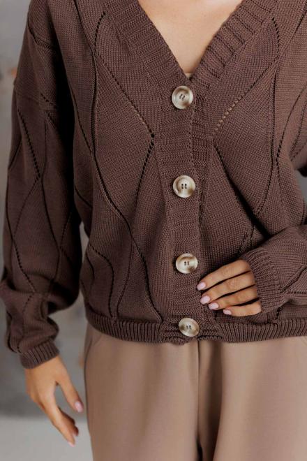 Кардиган женский ажурный шоколад