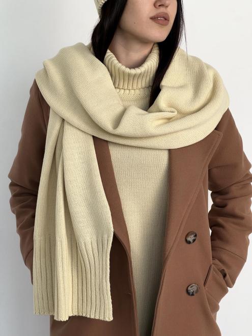 В'язаний шарф жіночий теплий вершковий