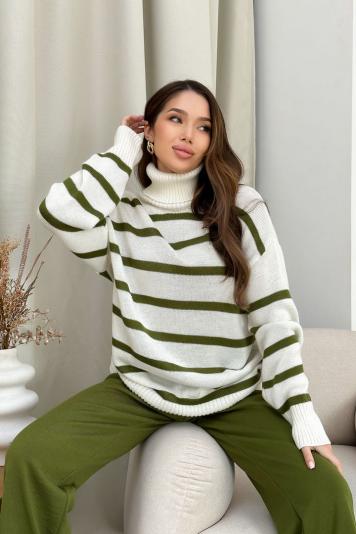 Светр в молочно-хакі смужку Jolie Светр в молочно-хакі смужку Jolie