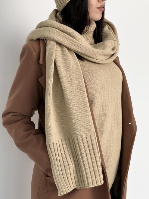 В'язаний шарф жіночий теплий бежевий