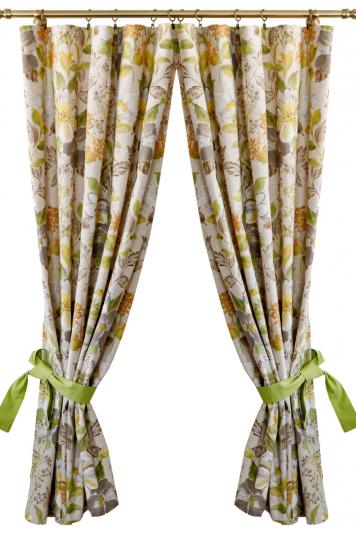 Готова штора з підхватами Квітка зелена Готова штора з підхватами Квітка зелена