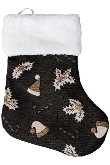 Декоративний новорічний чобіток Шапочки на чорному Декоративний новорічний чобіток Шапочки на чорному