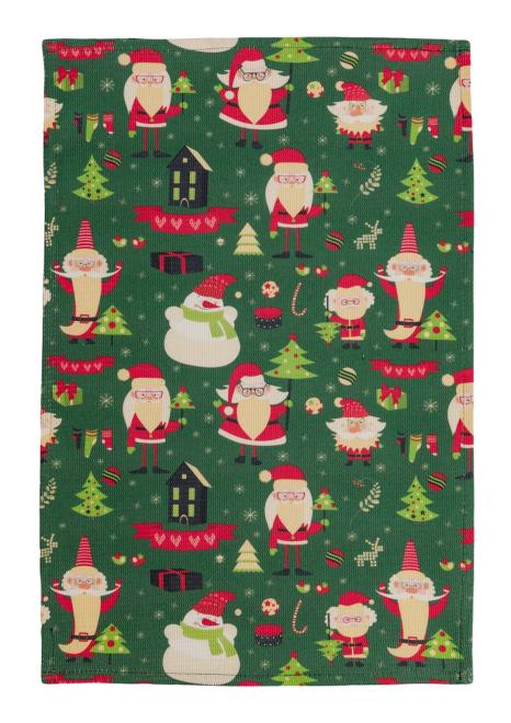 Набір новорічних рушників Санта на зеленому