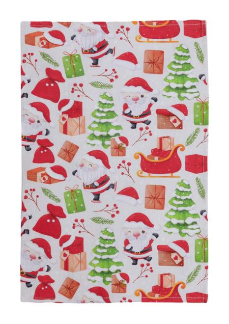 Рушник вафельний Санта на білому